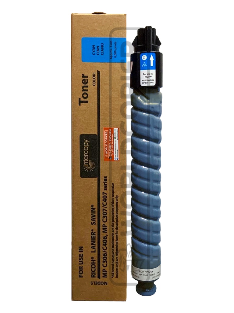 [TIMPC306C] TONER INTERCOPY RICOH MP C306/C406/C307 (CYAN)